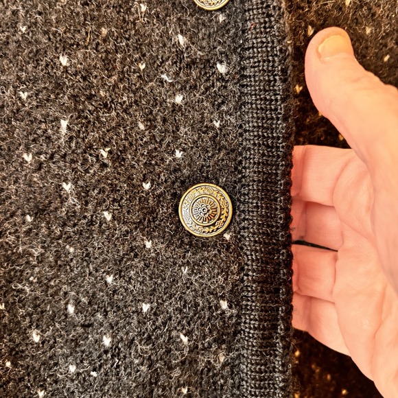 Vintage Tally Ho Wool Nordic Cardigan Sweater Womens Size L Floral Birds Eye - Picture 6 of 8